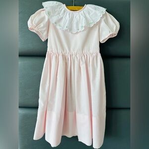 Pink Dress with White Embroidered Collar